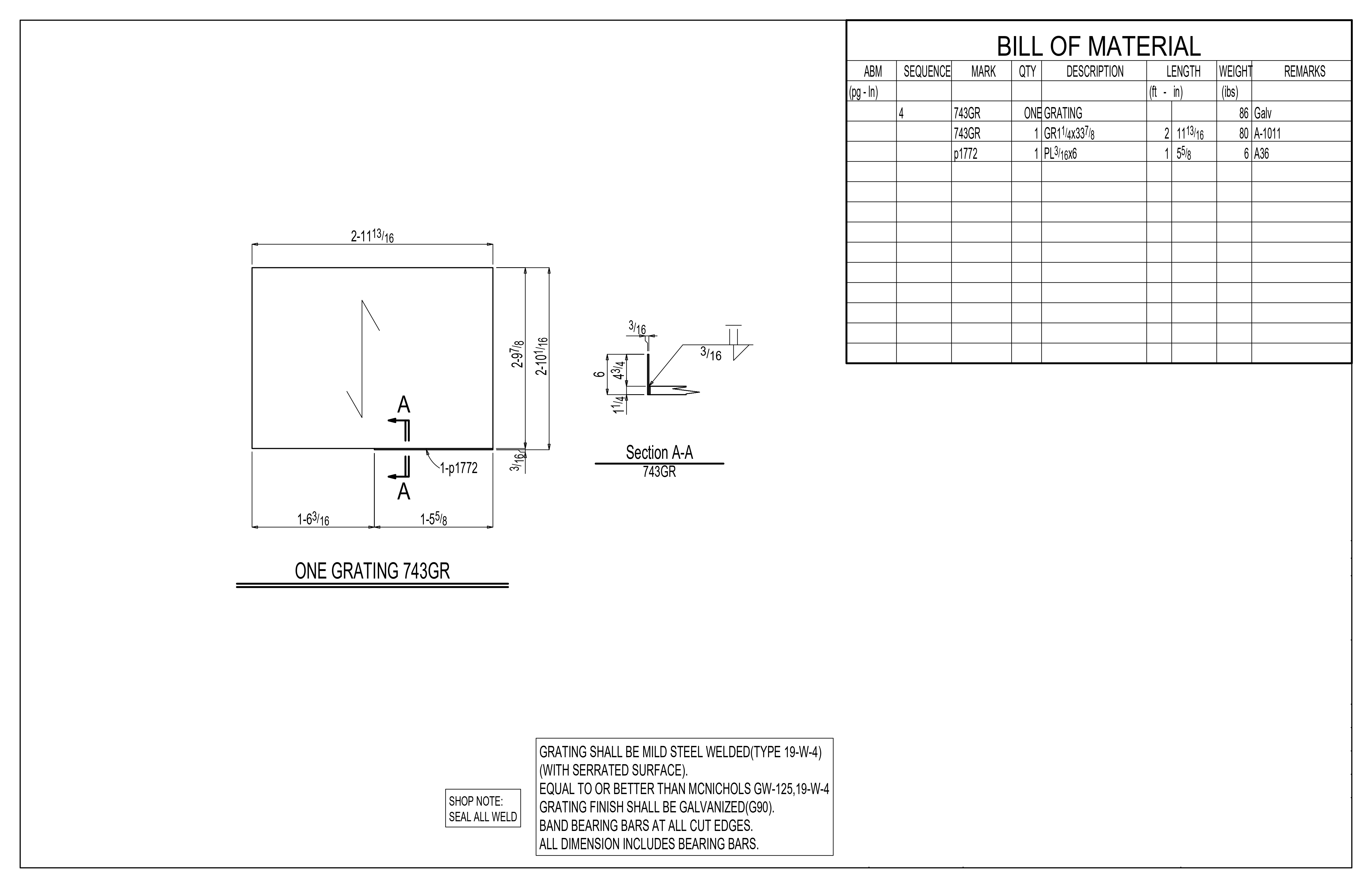 Shop drawing sample - Professional steel detailing by SteelGraft