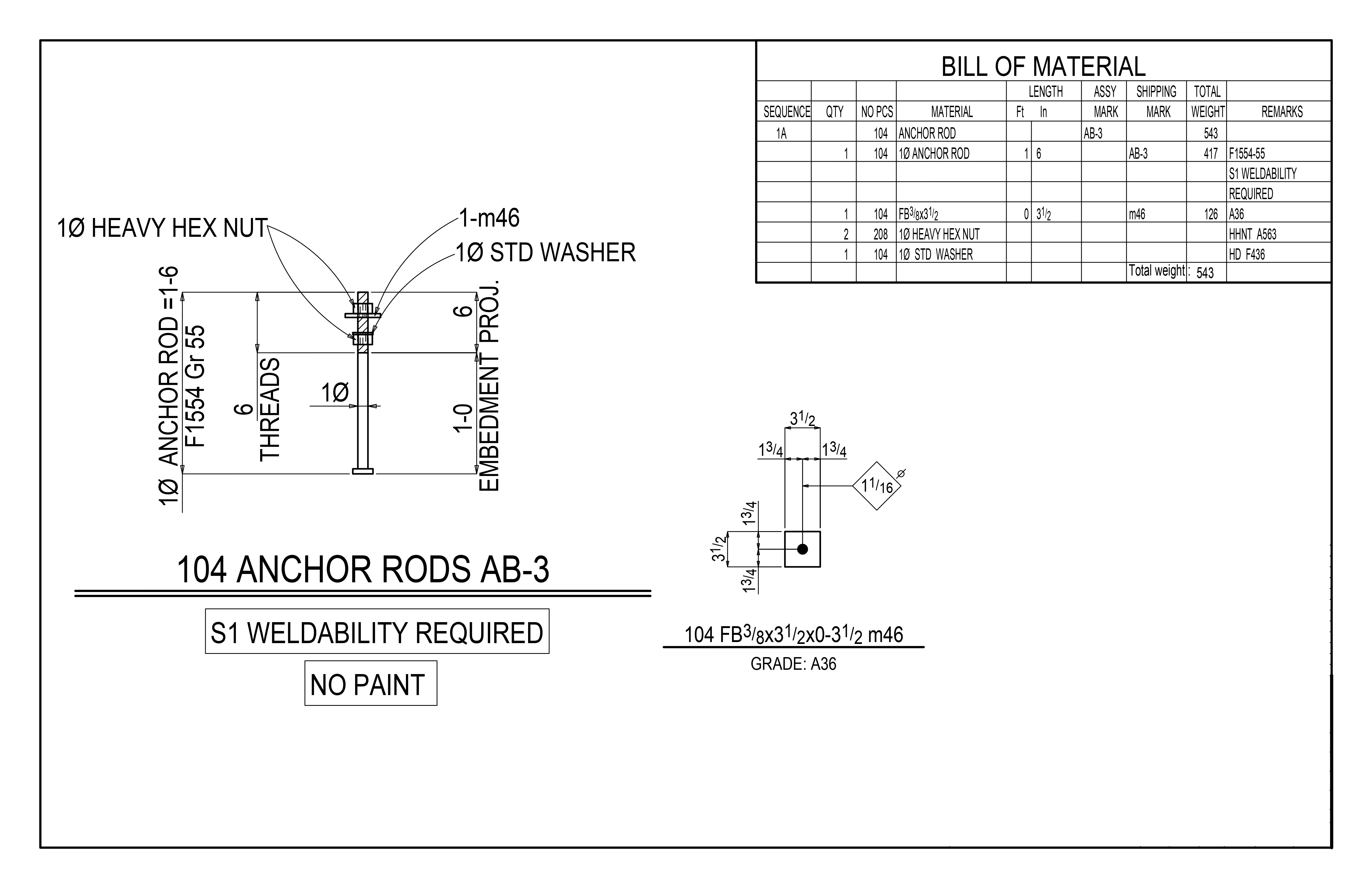 Shop drawing sample - Professional steel detailing by SteelGraft